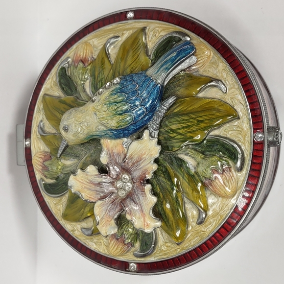 Enamel Hummingbird/Flowers Large Trinket Box - Picture 5 of 7